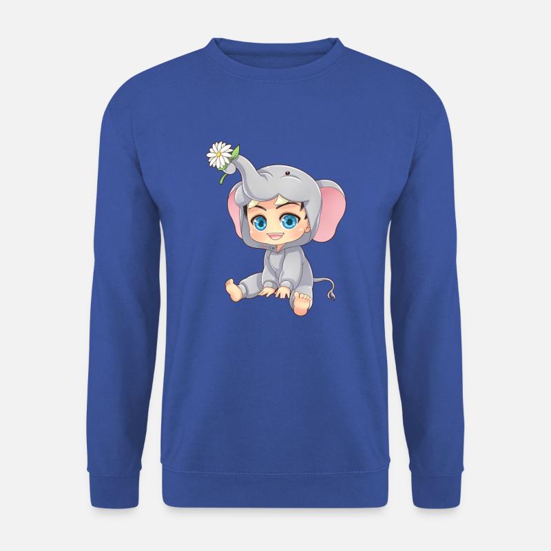 MOSBIES Elefant Blume Chibi Cosplay Geschenk - Unisex Pullover - Royalblau