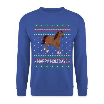 schleich® HORSE CLUB Cayenne Ugly Christmas Design - Unisex Sweatshirt - royal blue - Front - Alina (178cm) & Michal (187cm)