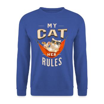 my cat her rules fun shirt für Katzenbesitzer - Unisex Pullover - Royalblau - Vorne - Alina (178cm) & Michal (187cm)