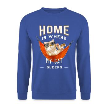Home's where my cat sleeps funny saying t-shirt - Unisex Sweatshirt - royal blue - Front - Alina (178cm) & Michal (187cm)