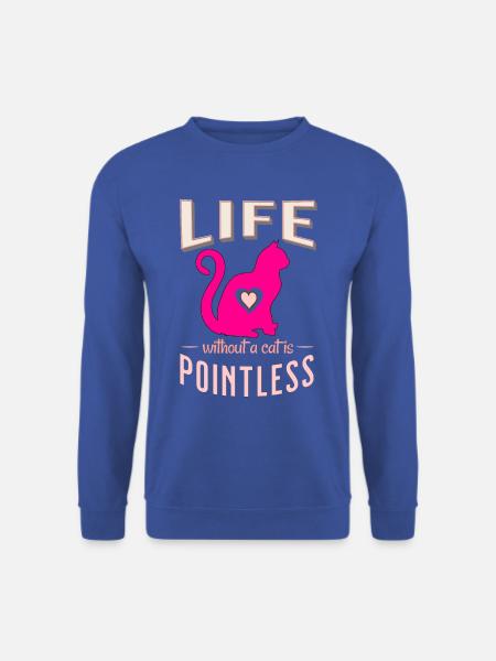 PINK Life without cat is pointless Cat Sleep Shirt - Unisex Sweatshirt - royal blue