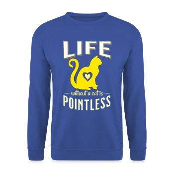 gelb ein Leben ohne Katze ist sinnlos Katzen - Unisex Pullover - Royalblau - Vorne - Alina (178cm) & Michal (187cm)