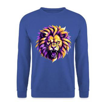 Lion jaune et violet Los Angeles - Sweat-shirt Unisexe - bleu royal - Devant - Alina (178cm) & Michal (187cm)