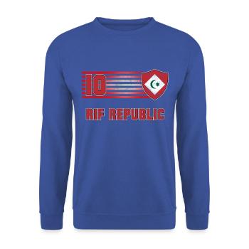 Rif-Republik Fußball Mannschaft - Unisex Pullover - Royalblau - Vorne - Alina (178cm) & Michal (187cm)