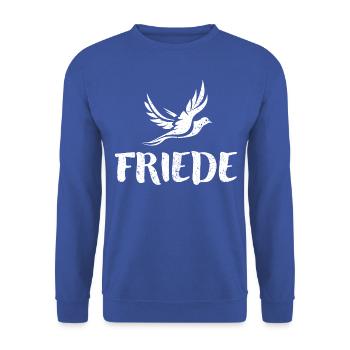 Friede - hell - Unisex Pullover - Royalblau - Vorne - Alina (178cm) & Michal (187cm)