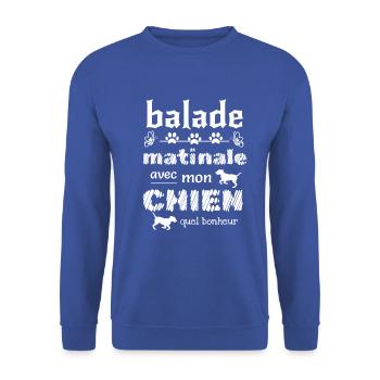 Balade matinale avec mon chien quel bonheur - Sweat-shirt Unisexe - bleu royal - Devant - Alina (178cm) & Michal (187cm)