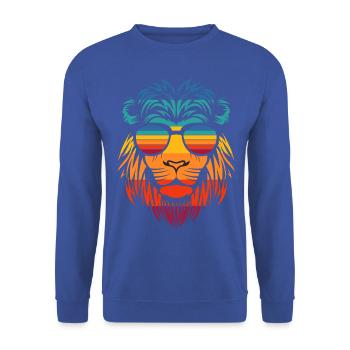 Cool lion in retro style with sunglasses - Unisex Sweatshirt - royal blue - Front - Alina (178cm) & Michal (187cm)