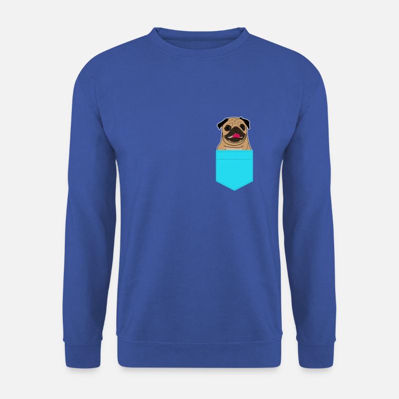 Taschen Mops Comic - Unisex Pullover - Royalblau
