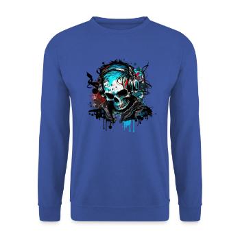 Skull graffiti hoodie in street art style - Unisex Sweatshirt - royal blue - Front - Alina (178cm) & Michal (187cm)