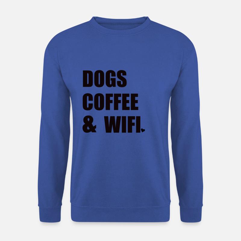 Dogs Coffee & Wifi lustig Hunde Shirt - Unisex Pullover - Royalblau