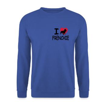J'aime les Bouledogues Français - Sweat-shirt Unisexe - bleu royal - Devant - Alina (178cm) & Michal (187cm)