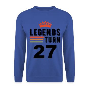 27 Geburtstag, Legenden werden 27 Jahre alt - Unisex Pullover - Royalblau - Vorne - Alina (178cm) & Michal (187cm)