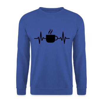 Kaffeetasse Kaffee Pause Motiv - Unisex Pullover - Royalblau - Vorne - Alina (178cm) & Michal (187cm)