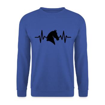 Reiten Herzschlag - Unisex Pullover - Royalblau - Vorne - Alina (178cm) & Michal (187cm)