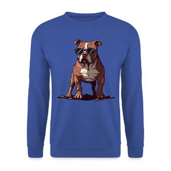 Pitbull Wearing Sunglasses - Unisex Sweatshirt - royal blue - Front - Alina (178cm) & Michal (187cm)