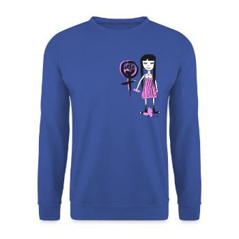Molly - Girl Power, feminist graffiti - Unisex Sweatshirt - royal blue - Front - Alina (178cm) & Michal (187cm)