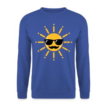 Drôle De Soleil Avec Lunettes De Soleil Et Moustache 3C - Sweat-shirt Unisexe - bleu royal - Devant - Alina (178cm) & Michal (187cm)