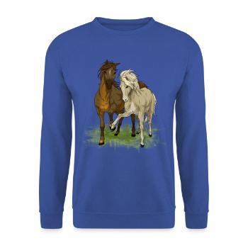 Amour du cheval - Dessin de chevaux aimants - Sweat-shirt Unisexe - bleu royal - Devant - Alina (178cm) & Michal (187cm)