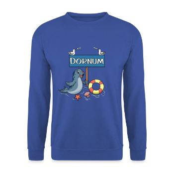 Moin Moin - Nordseebad Dornum - Unisex Pullover - Royalblau - Vorne - Alina (178cm) & Michal (187cm)