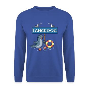 Moin Moin - Insel Langeoog - Unisex Pullover - Royalblau - Vorne - Alina (178cm) & Michal (187cm)