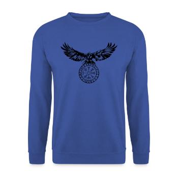 Raven with Futhark and Vegvisir - Unisex Sweatshirt - royal blue - Front - Alina (178cm) & Michal (187cm)