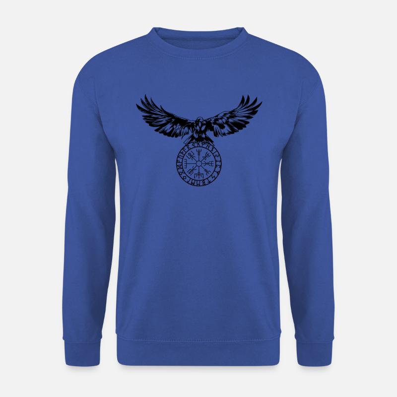 Rabe mit Futhark und Vegvisir - Unisex Pullover - Royalblau
