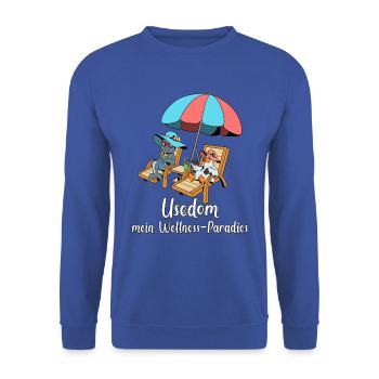 Wellness-Paradies Insel Usedom - Unisex Pullover - Royalblau - Vorne - Alina (178cm) & Michal (187cm)