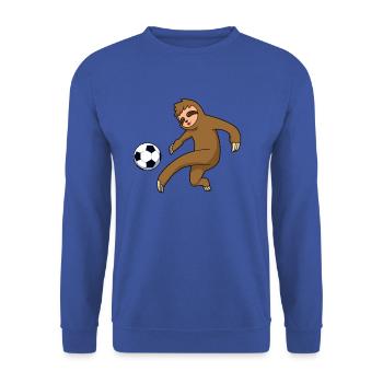 Comic sloth plays football - Unisex Sweatshirt - royal blue - Front - Alina (178cm) & Michal (187cm)