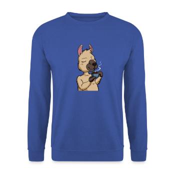 Lama drinks coffee - coffee drinker - Unisex Sweatshirt - royal blue - Front - Alina (178cm) & Michal (187cm)