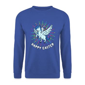 Easter rides on Pegasus - Happy Easter - Unisex Sweatshirt - royal blue - Front - Alina (178cm) & Michal (187cm)