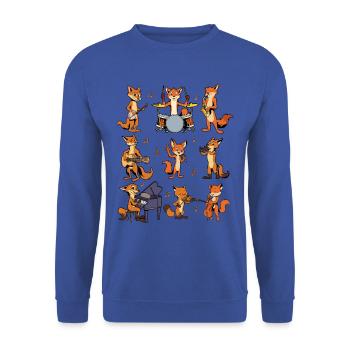 Cartoon Fuchs Big Band - Unisex Pullover - Royalblau - Vorne - Alina (178cm) & Michal (187cm)