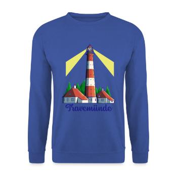 Leuchtturm - Ostseebad Travemünde - Unisex Pullover - Royalblau - Vorne - Alina (178cm) & Michal (187cm)