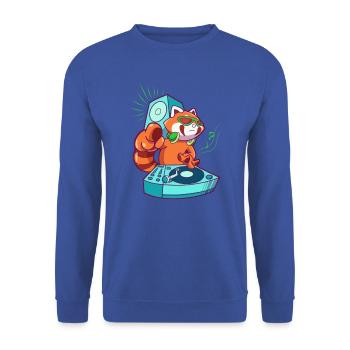 Cartoon Roter Panda DJ am Turntable - Unisex Pullover - Royalblau - Vorne - Alina (178cm) & Michal (187cm)