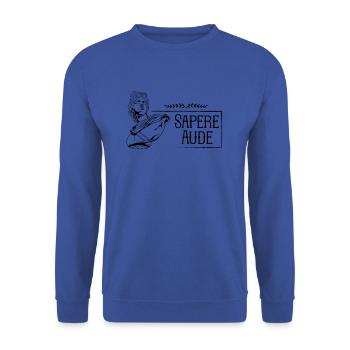 Lateinischer Spruch - Sapere Aude - Unisex Pullover - Royalblau - Vorne - Alina (178cm) & Michal (187cm)