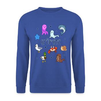 Süße Tiere in Grömitz - Unisex Pullover - Royalblau - Vorne - Alina (178cm) & Michal (187cm)