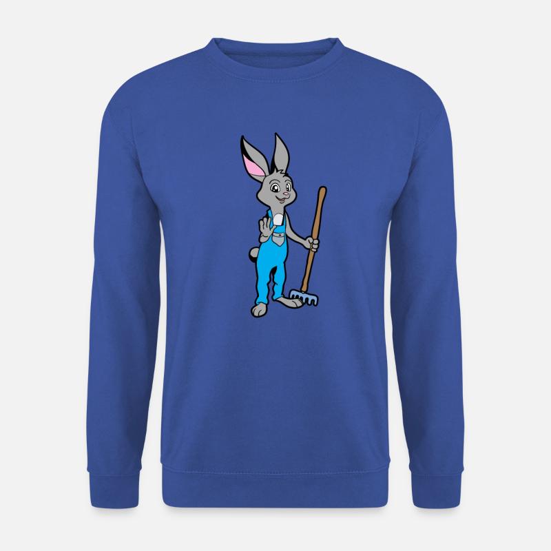 Gerne im Garten -Gärtner Hase - Unisex Pullover - Royalblau