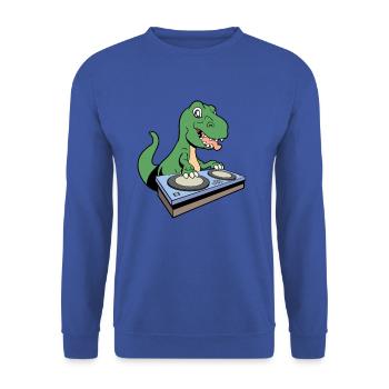 Cartoon TREX DJ at turntable - Unisex Sweatshirt - royal blue - Front - Alina (178cm) & Michal (187cm)