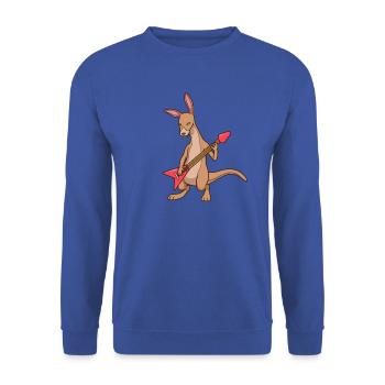 Comic Känguru spielt E-Gitarre - Unisex Pullover - Royalblau - Vorne - Alina (178cm) & Michal (187cm)