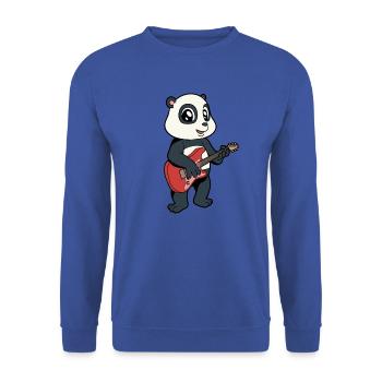 Comic Pandabär spielt E-Gitarre - Unisex Pullover - Royalblau - Vorne - Alina (178cm) & Michal (187cm)