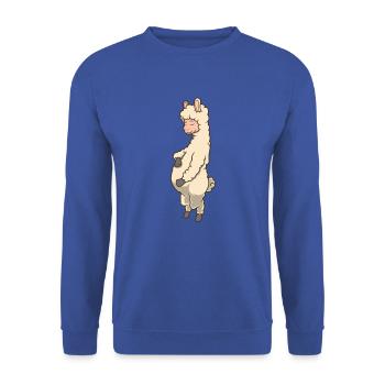 Lama mit Babybauch - Schwanger - Unisex Pullover - Royalblau - Vorne - Alina (178cm) & Michal (187cm)