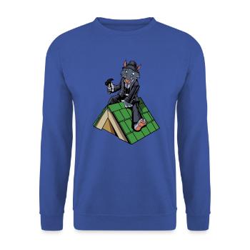 Comic Wolf en tant que couvreur - Sweat-shirt Unisexe - bleu royal - Devant - Alina (178cm) & Michal (187cm)