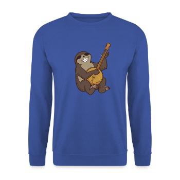 Comic Faultier spielt Banjo - Unisex Pullover - Royalblau - Vorne - Alina (178cm) & Michal (187cm)