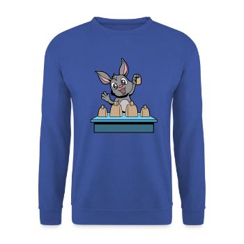 Comic Rabbit joue cowbells - Sweat-shirt Unisexe - bleu royal - Devant - Alina (178cm) & Michal (187cm)