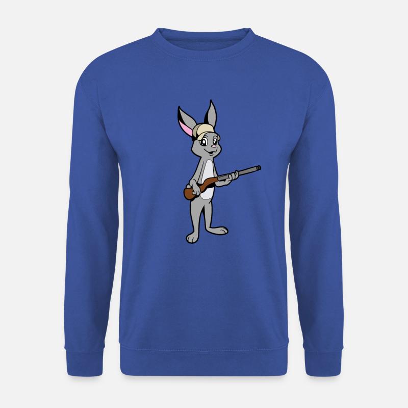 Rabbit with Rifle - Hunter - Unisex Sweatshirt - royal blue