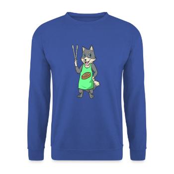 Wolf ist Grillmeister - Unisex Pullover - Royalblau - Vorne - Alina (178cm) & Michal (187cm)