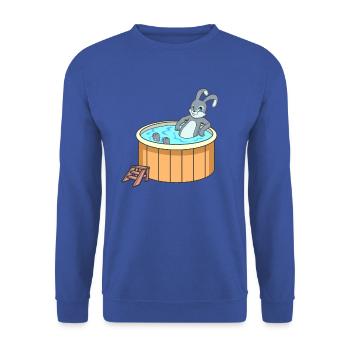 Hase im Hot Tub - Unisex Pullover - Royalblau - Vorne - Alina (178cm) & Michal (187cm)