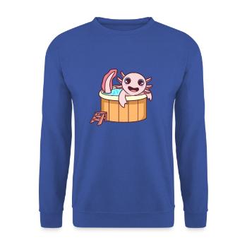 Axolotl im Hot Tub - Unisex Pullover - Royalblau - Vorne - Alina (178cm) & Michal (187cm)