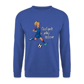 Cool girls play soccer - Girl plays soccer - Unisex Sweatshirt - royal blue - Front - Alina (178cm) & Michal (187cm)