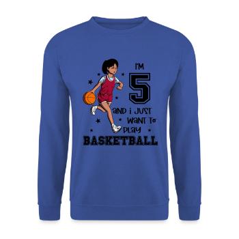 Girl plays basketball - I'm 5 - Unisex Sweatshirt - royal blue - Front - Alina (178cm) & Michal (187cm)