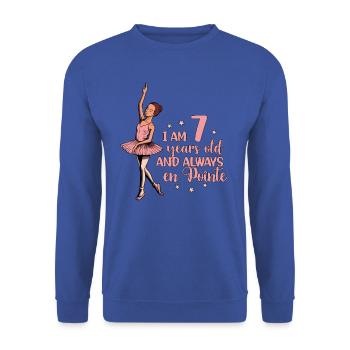 I am 7 years old and always en pointe - Ballerina - Unisex Sweatshirt - royal blue - Front - Alina (178cm) & Michal (187cm)
